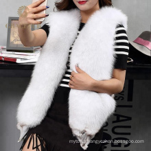 Exquisite breathable real fox fur vest girl